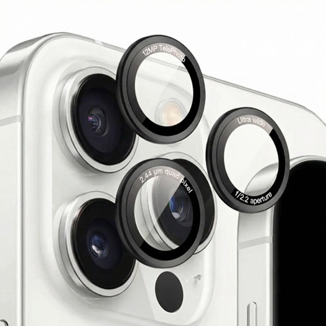 담니크 아이폰 카메라 렌즈 메탈 링 강화유리 보호필름, 1개