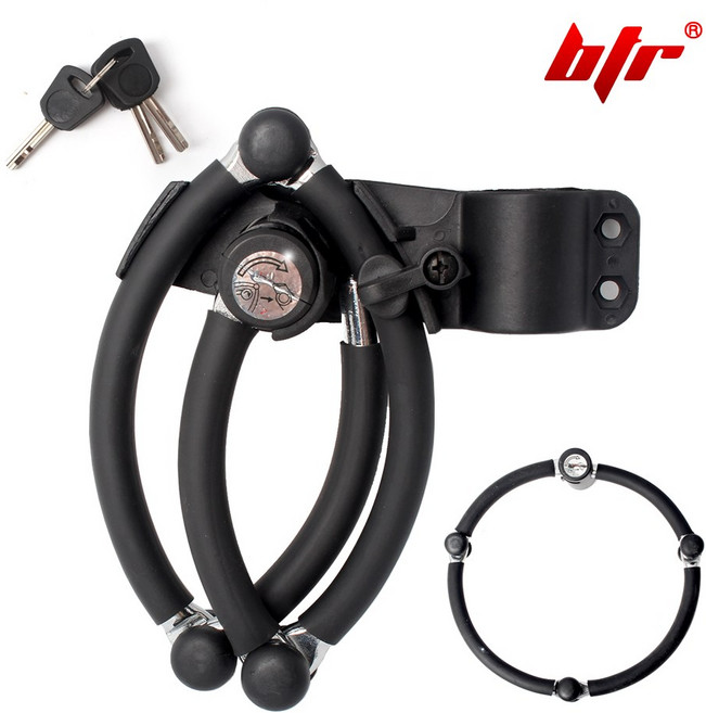 BTR 자전거 자물쇠 열쇠 와이어 관절락 도난방지 잠금장치, 선택07.자물쇠+BTR 4관절락(중형), 1개