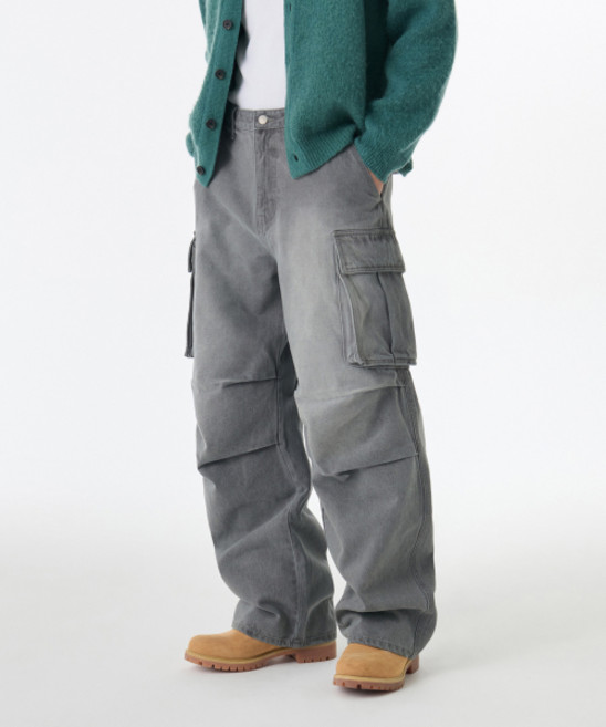 무신사 스탠다드 데님 파라슈트 카고 팬츠 그레이 499665