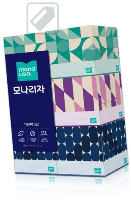 분필스 100매티슈 모나리자 미니각티슈 100매 6개 215x215mm, 6개입