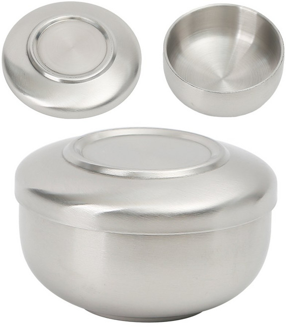 진성 올 샤틴 이중 스텐 밥그릇 겹겹이 쌓을수 있는 무광 밥공기 주발 합식기, 1개