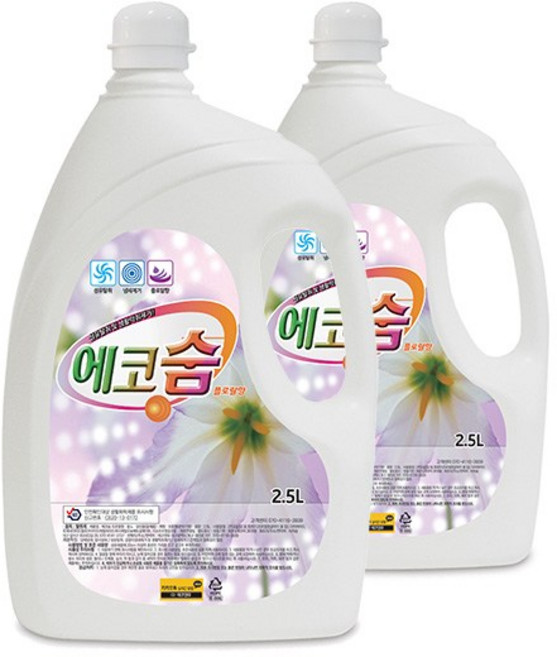 에코숨 플로랄향 2.5L 1+1 섬유탈취제 생활악취제거, 2개