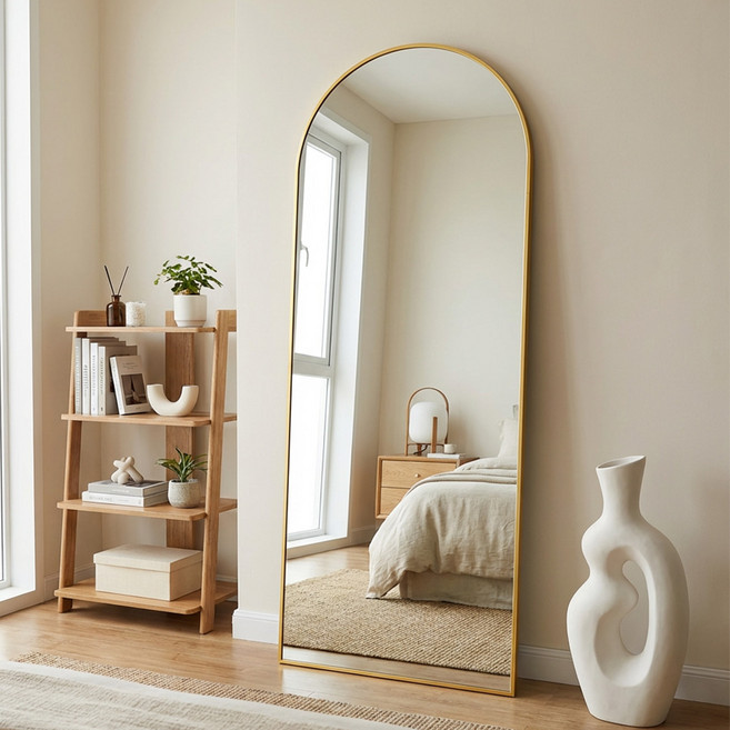 안토크 아치형 스탠드전신거울 벽걸이거울 1600*530mm, 골드