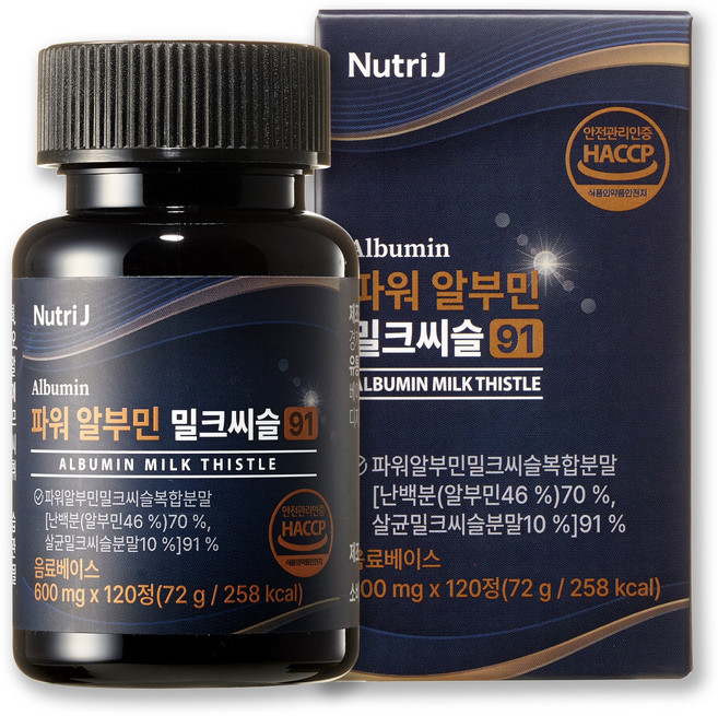 뉴트리제이 파워 알부민 밀크씨슬 91 HACCP 식약처, 1개, 120정
