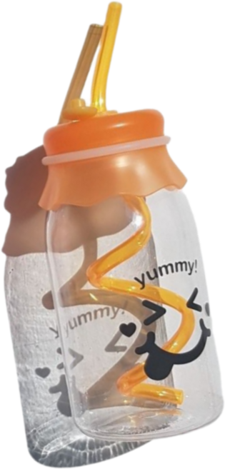 꼬불꼬불 빨대 보틀 3색상 스트로우보틀, 1개, 400ml, 주황