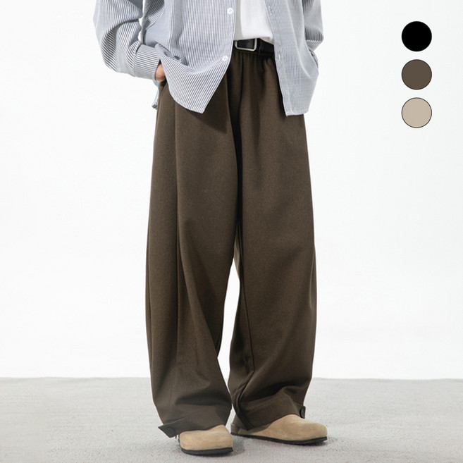 HANYO 남성 데일리 핀턱 벌룬 와이드 팬츠 슬랙스