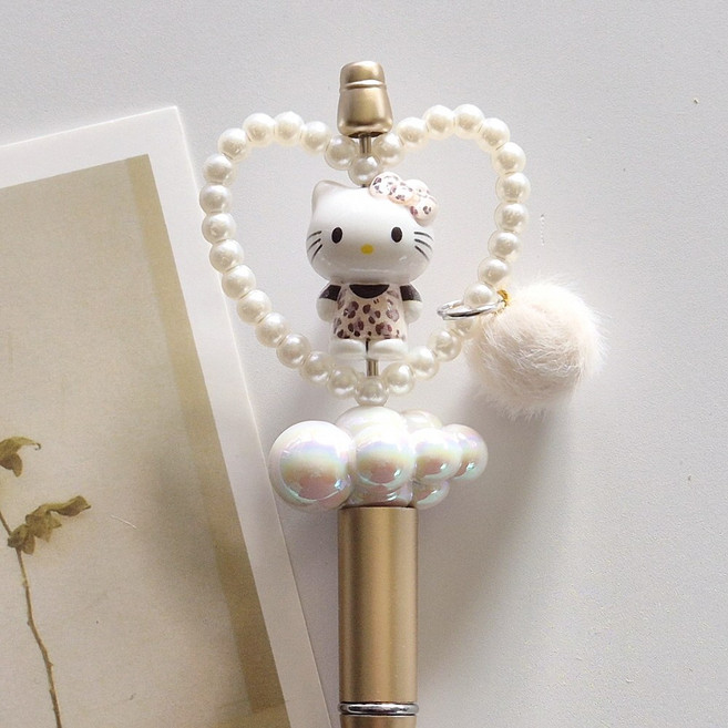 캐릭터 비즈 볼펜 꾸미기 DIY 학생 사무용 동대문 볼꾸 재료, 1개, 하트호피냥