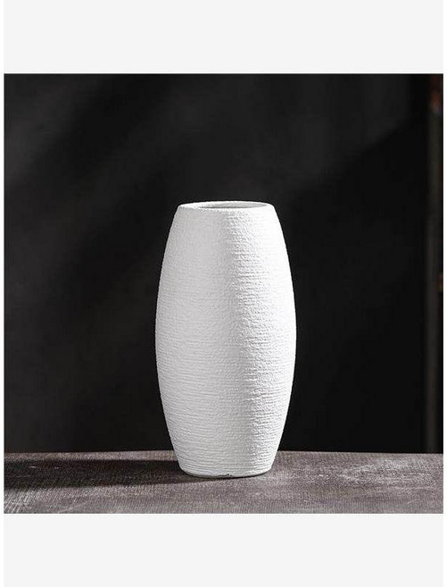 도자기 꽃병 단순한 복고풍 경덕전, 무광 흰색  미디엄