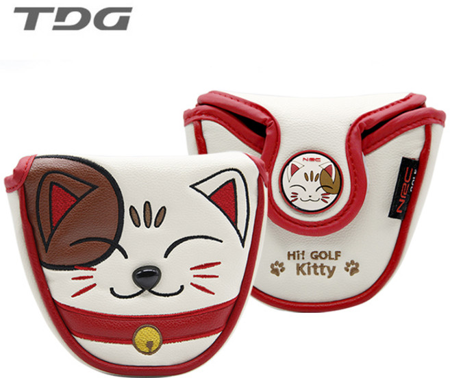 [티디지] Hi Lucky Kitty 럭키 키티 골프 헤드 커버 퍼터 말렛, 단품, 1개