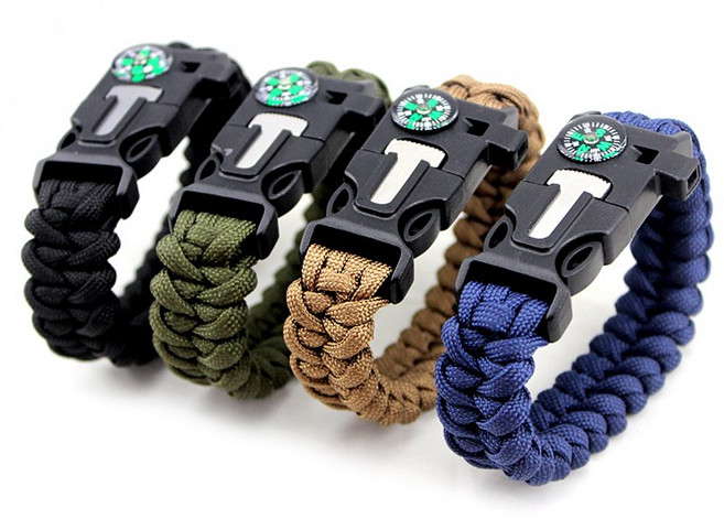베이직 서바이벌 생존응급팔찌 나이프 나침반 파라코드 호루라기, 베이직 생존팔찌 카키, 1개
