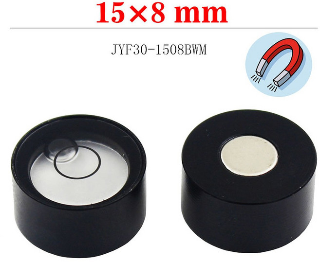 QASE 원형 불즈 아이 스피릿 레벨 버블 레벨러 측정 장비 자석 사용 가능 15*8mm, 금속-w-자기