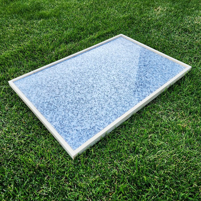 강아지 천연 대리석 쿨매트 애견 원목프레임 세트, L, 1개