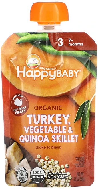 Happy Family Organics Happy Baby 생후 7개월 이상 유기농 칠면조 채소 & 퀴노아 프라이팬 99g(3.5oz), HappyFamilyOrganicsHappyBaby생후, 99g, 1개 - 쿠팡