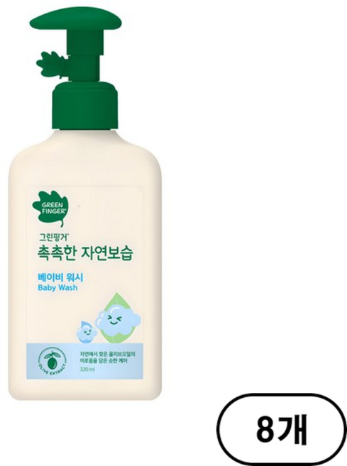그린핑거 촉촉한 자연보습 베이비 워시, 320ml, 8개