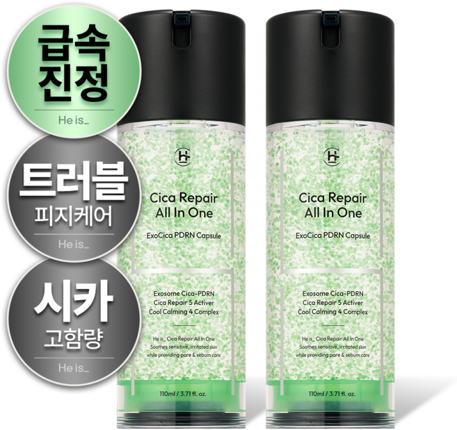 히이즈 시카 리페어 올인원 트러블&홍조 피부진정 열감쿨링, 2개, 110ml