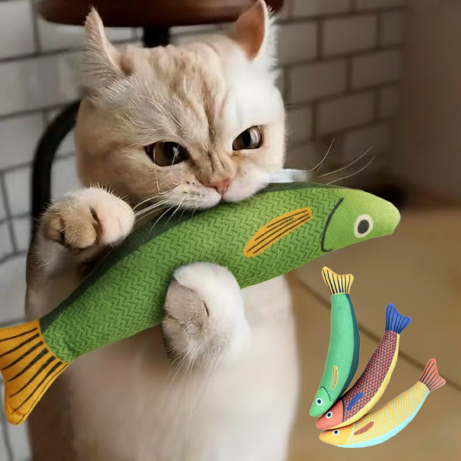 숭람 고양이가 좋아하는 물고기모양 애착 캣닢 장난감 3종세트, 1세트, 노란1P+레드1P+그린1P