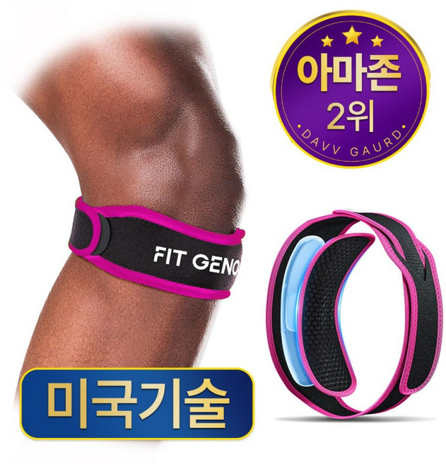 핏제노 여성 고탄력 슬개골 무릎보호대, 1세트, 핑크