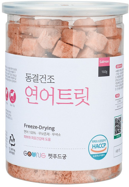 궁 반려동물 동결견조 대용량 트릿, 연어, 160g, 1개
