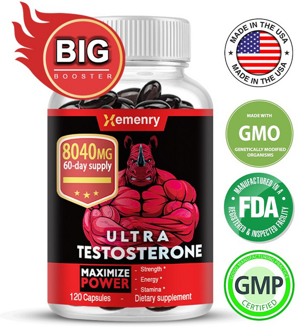 울트라 테스토스테론 - 트리불루스 테레스트리스 - 테스토스테론 부스터 근육 강화제, 2개, 120정