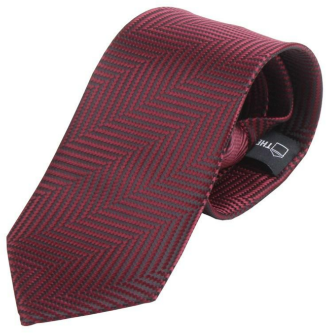 와인 헤링본 솔리드 자동 넥타이
