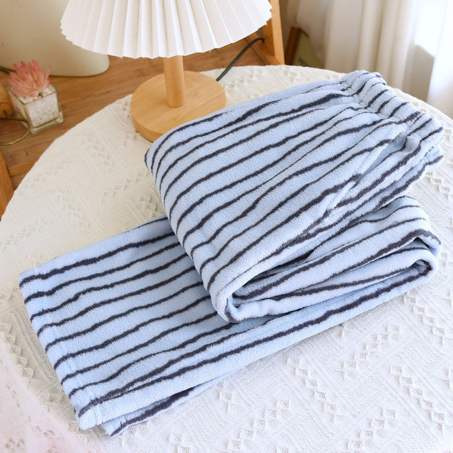 아르앤유 극세사 스트라이프 로브 수면 바지 세트 홈웨어