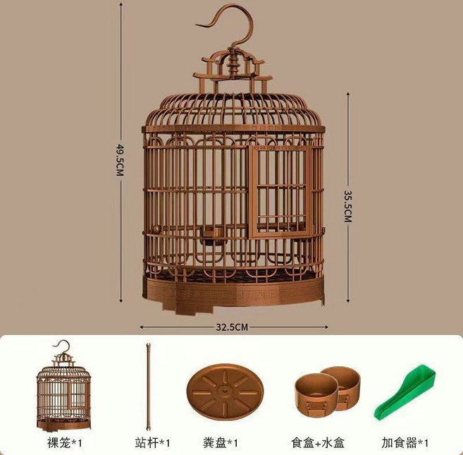 鳥籠子 鸚鵡籠 虎皮玄鳳專用籠 外出便攜籠 觀賞籠, 1個, 直徑32.5*高49.5cm標準款
