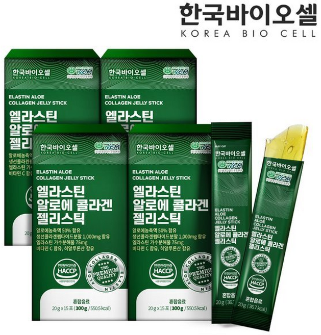 한국바이오셀 엘라스틴 알로에 콜라겐 젤리스틱 ( ), 20g, 4세트