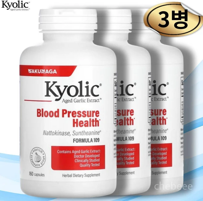 Kyolic Aged Garlic Extract Formula 109 카오릭 숙성 마늘 추출물 포뮬라 109 160캡슐 3팩, 160정, 3개 - 쿠팡
