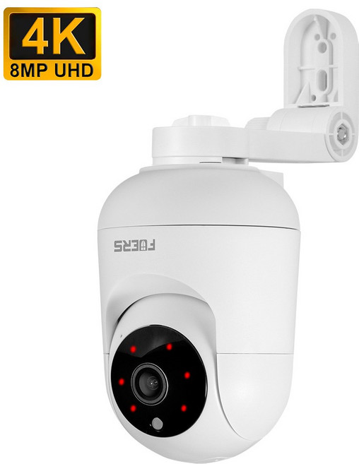 자동녹화 홈캠 조정 가능한 브래킷이있는 FUERS 4K 8MP WiFi IP Tuya 스마트 홈 보안 무선 감시 모니터 미니 캠, 8MP camera, EU 플러그, 01 EU plug_01 CHINA