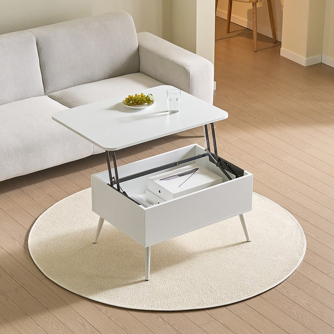 웨이 리프트업 테이블 높이조절 업모션 800 1200, 화이트