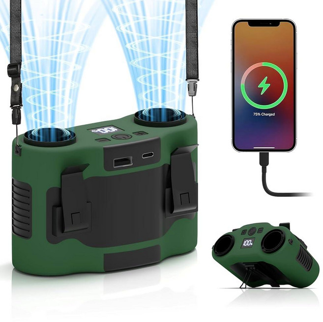 LULEENEMO 20000mAh 휴대용 허리 팬 5가지 속도 및 40H 냉각이 가능한 개인 팬 클립 온 20000RPM 웨어러블 셔츠 벨트 핸즈프리 목 선풍기 야외 하이, LULEENEMO 20000mAh 휴대용 허리 팬, 5