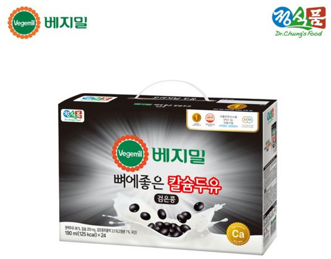베지밀 뼈에좋은 칼슘 두유 검은콩 190mlx24팩, 190ml, 24개