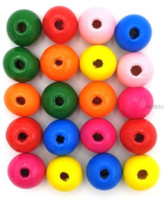 앵무새장난감 DIY 재료 알록달록 나무구슬 지름 1cm 20개, 1개, 혼합