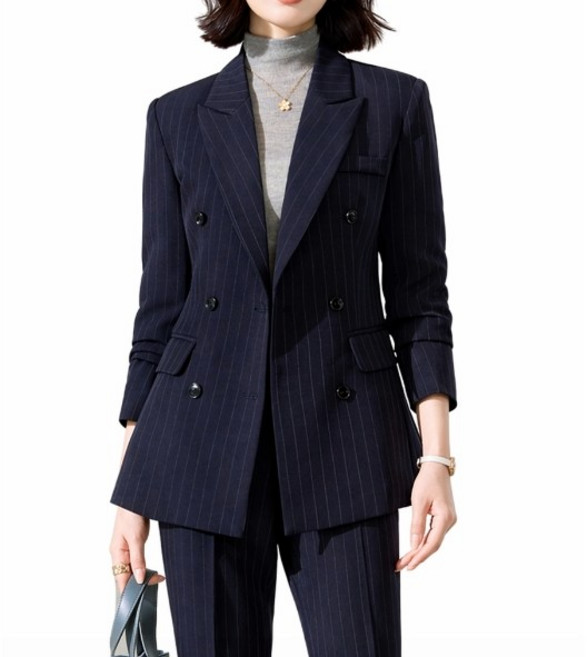 휠렉스 여성 줄무늬 더블 테일러드 정장 상하세트 오피스룩 YQ14