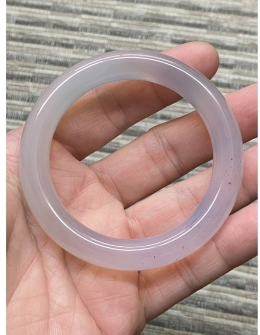 天然白玉髓紫羅蘭冰種荔枝凍手鐲 53.5mm, 1個