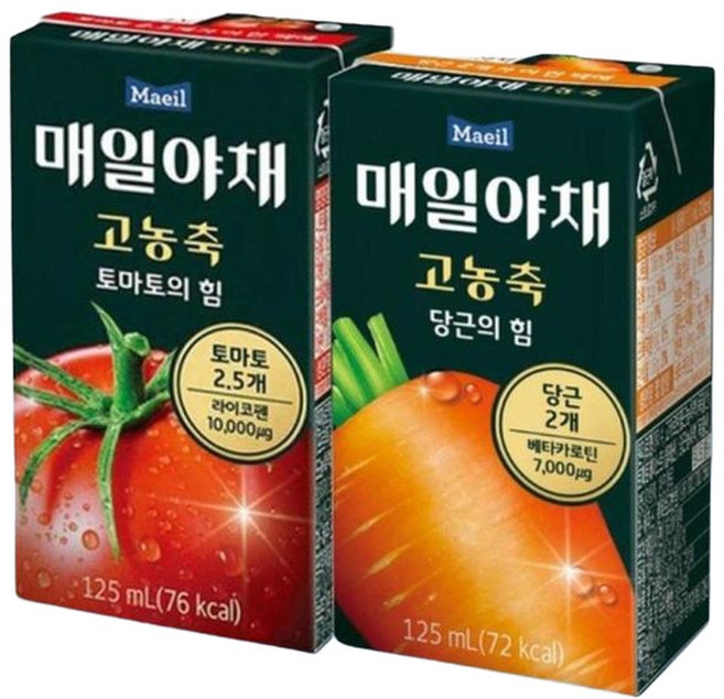 매일야채 고농축 토마토 125ml 24개+당근 125ml 24개, 48개