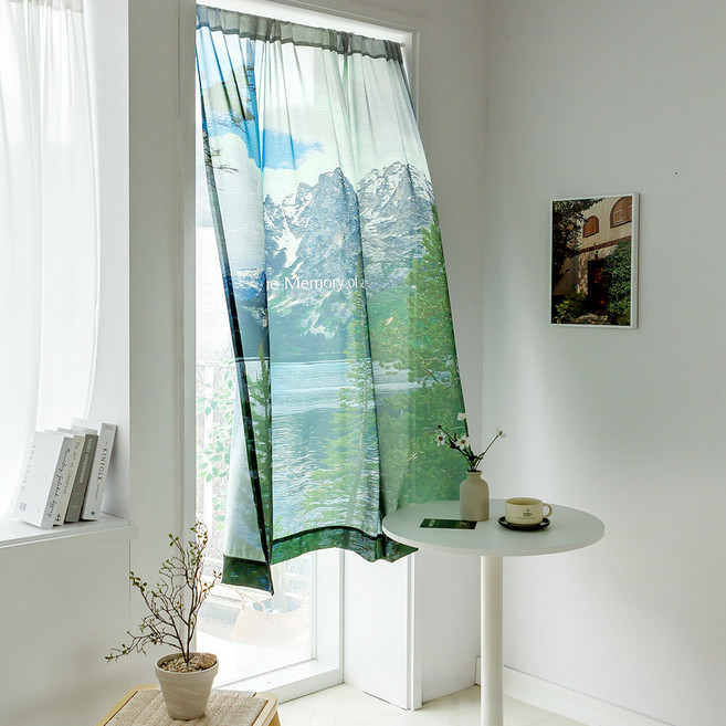 까르데코 공간분리 파티션 방문 도어 창문 DTP프린트 쉬폰 가리개커튼2size