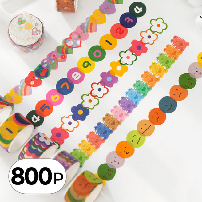 패치형 롤테이프 다꾸 스티커 800p 세트 감성 다이어리 씰스티커 귀여운 꾸미기 스티커북 인스 데코 스티커팩 소녀 미니 캐리어, R99493C(C타입 800p 세트