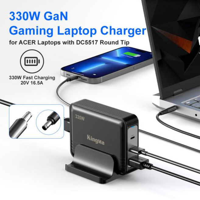 330W GaN Laptop Adapter For Acer Predator Helios 18 16 15 14 300 500 Triton 17 X Neo 16 Charger Powe, 03 UK Cable 5.5X1.7mm, 한개옵션1, 1개