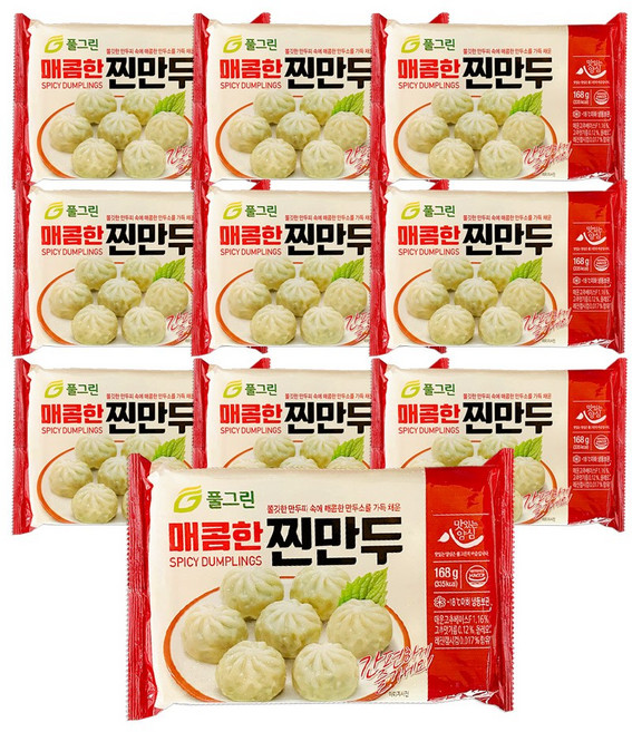 풀그린 렌지용 6구 매콤한찐만두 168g x 10팩, 10개