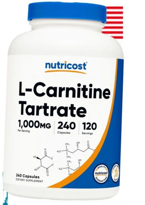 L카르니틴 엘카르니틴 운동능력 향상 뉴트리코스트 타르트레이트 1000mg 240 당 500mg 120회분, 240개 (2팩) - 쿠팡