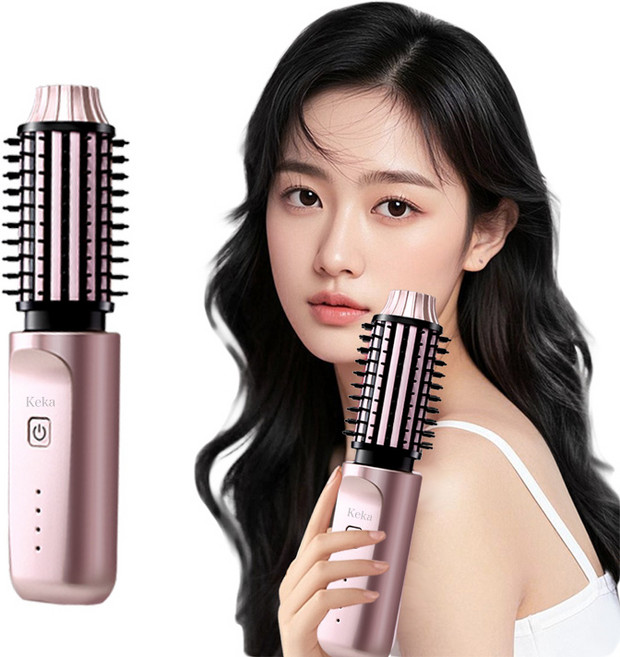 휴대용 무선 볼륨 고데기 헤어 뿌리 볼륨 스트레이트 웨이브, 로즈골드