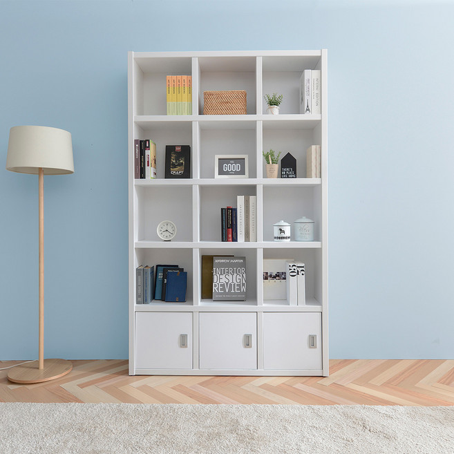 보루네오 하우스 라보떼 도노 1200 5단 도어수납 튼튼책장 DO24, 화이트