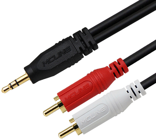 맥라인 스테레오 3.5mm to 2RCA 오디오 케이블 PC 스마트폰 스피커 앰프 AUX 연결선 McLine MC-PA01, 3m, 1개