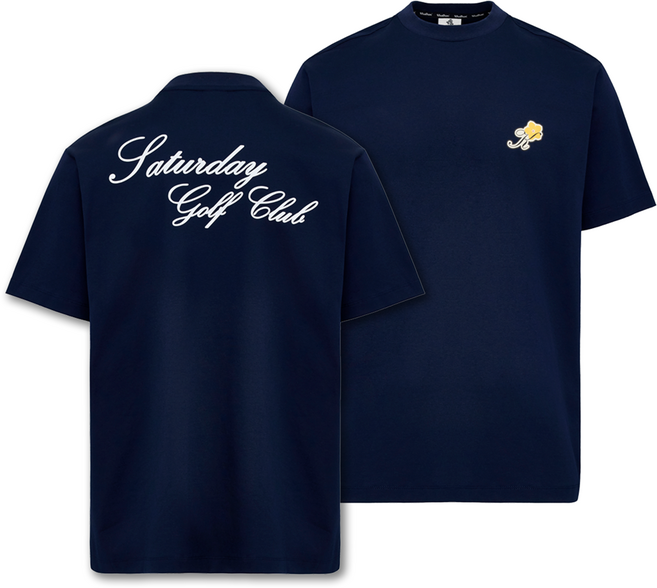 깔롱 60수 코튼 하프넥 레터링 반팔 티셔츠 남녀공용 골프복 골프웨어