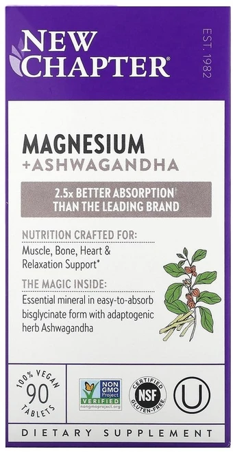 뉴쳅터 마그네슘 + 아슈와간다 비건 타블렛 90정 1개, 90개 - 쿠팡
