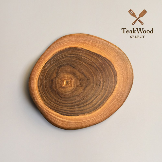 티셀 티크우드 디저트 치즈 플레이트 천연나무 주방조리도구 (중), 1개