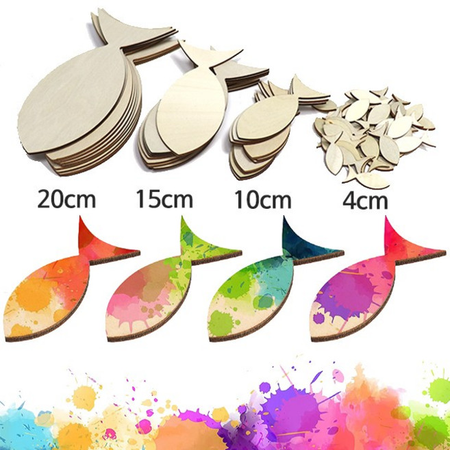 15cm 10p DIY 비즈 목재 화판 물고기 모양 만들기 우드 공예 페인팅 벽장식 나무 물고기판 유화캔버스, 10cm(10p)