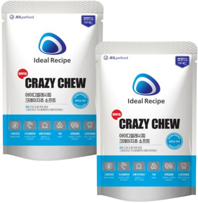 아이디얼레시피 크레이지츄 강아지 소프트 피부 관절건강 7p 30p 1p 저알러지 부드러운 덴탈껌, 2개 - 쿠팡