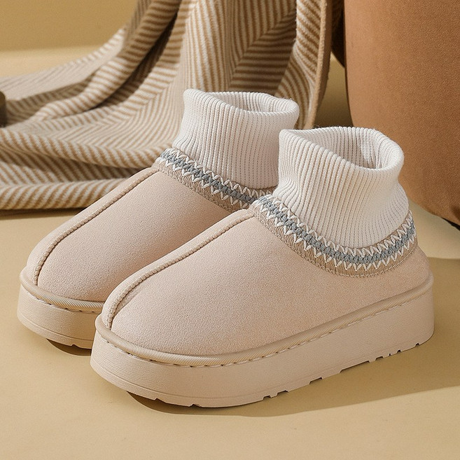 Beranmey 숏부츠 털신발 퍼안감 스웨이드 슬리퍼 방한화 겨울 앵클토시 실외화 슈즈